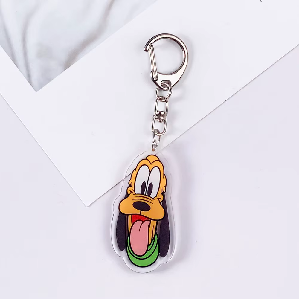 Porte-clés en acrylique Disney Mickey Mouse Minnie Mouse, accessoires mignons pour sac, pendentif pour sac à dos, cadeaux pour amis, 1/6 pièces