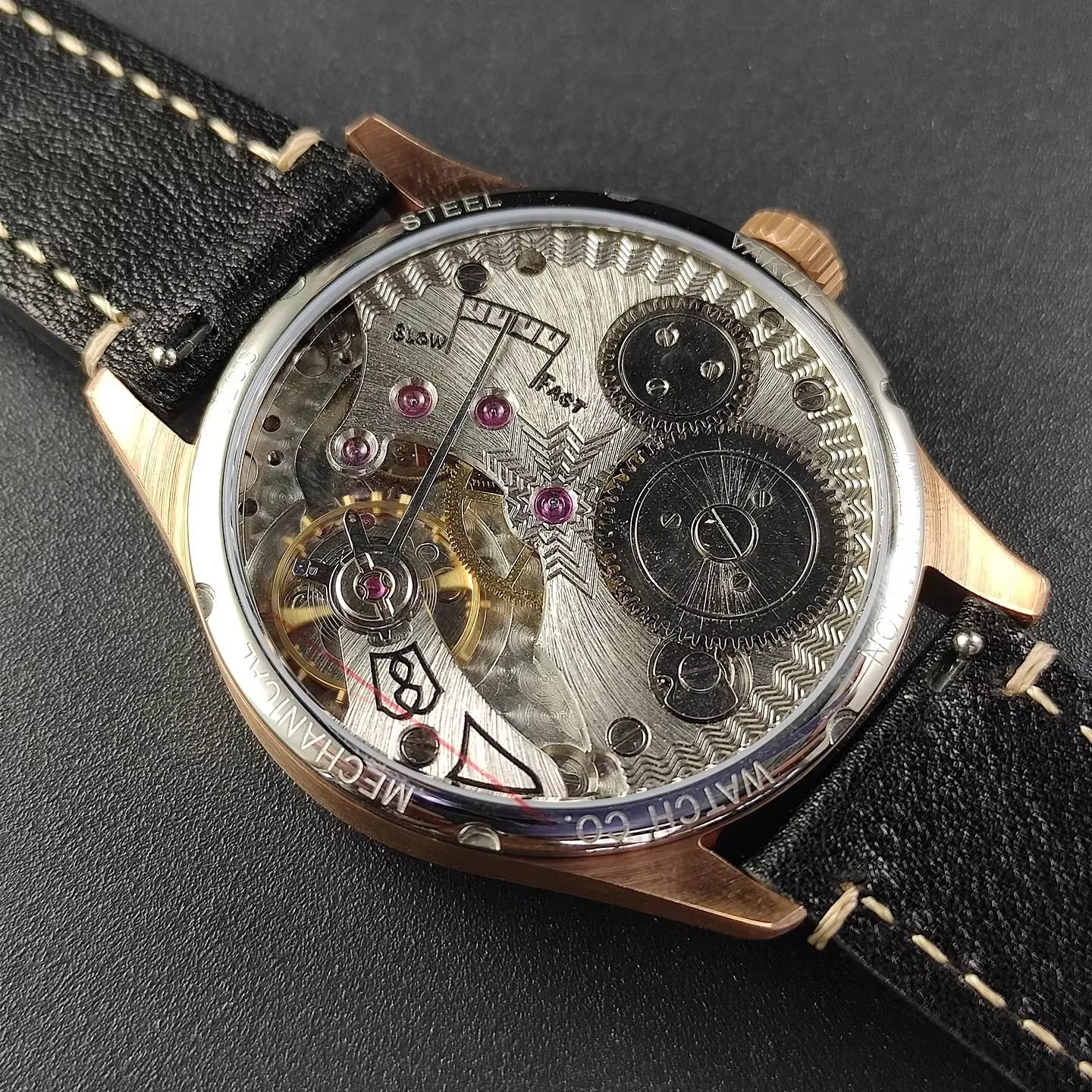 40.5 montre mécanique manuelle pour hommes étain Bronze Guilloché Surface tridimensionnelle argent clou rôti aiguille bleue mouette ST3621