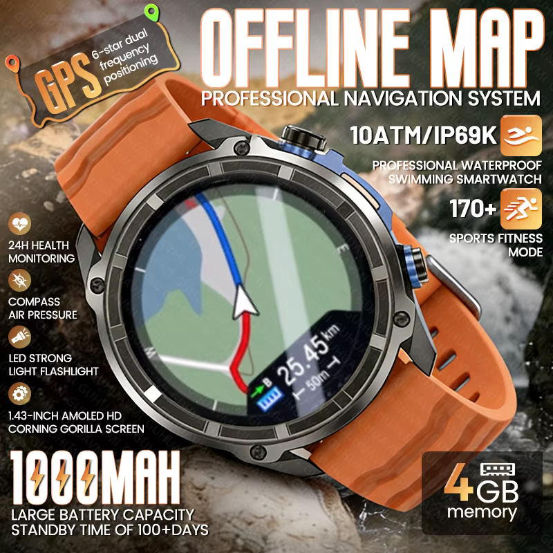 Nouvelle Montre Connectée GPS 2026 avec Cartes Hors Ligne