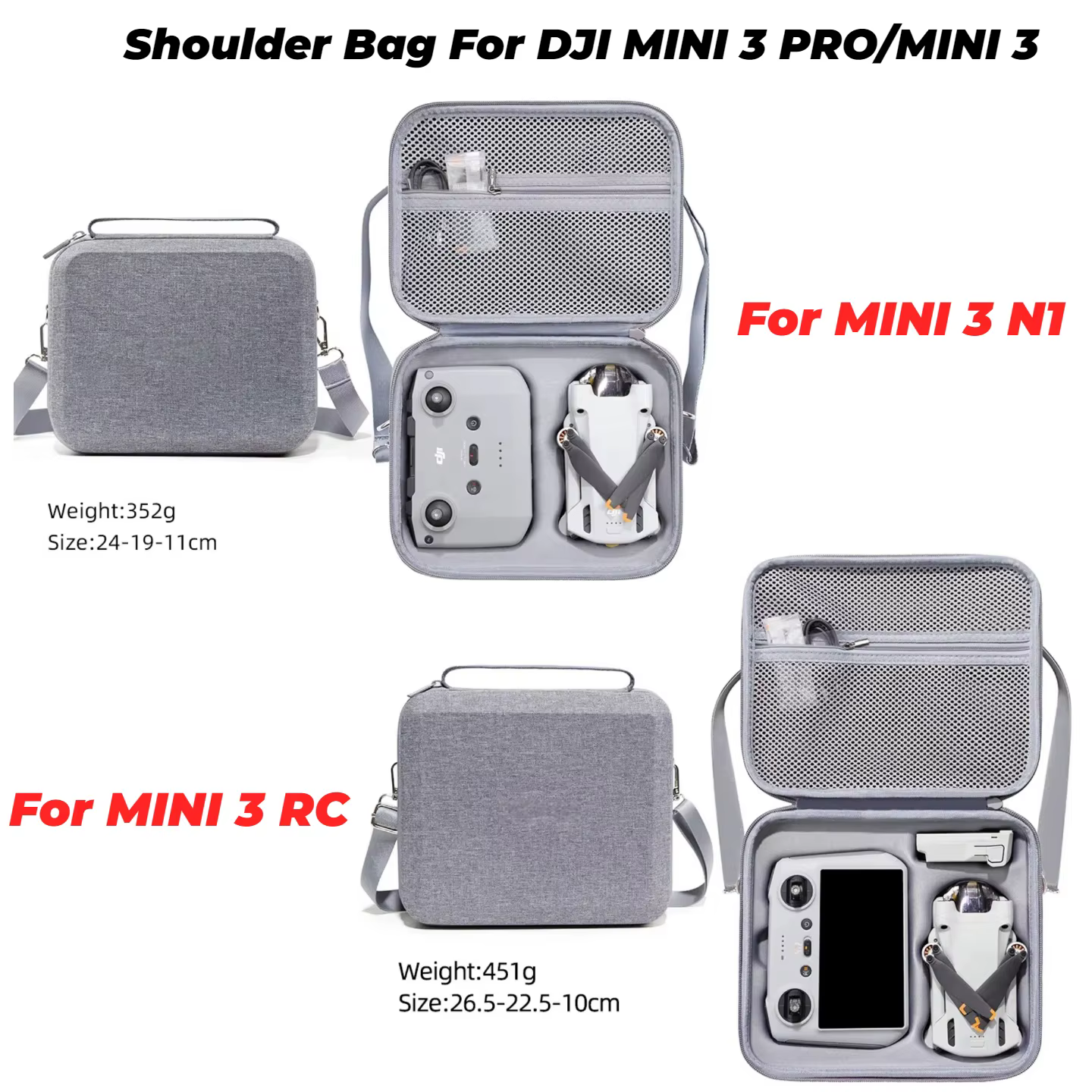Sac de rangement à bandoulière Portable pour DJI Mini 3 Pro/Mini 3, étui de transport de voyage, étui Portable pour accessoires de Drone Mini 3 Pro RC