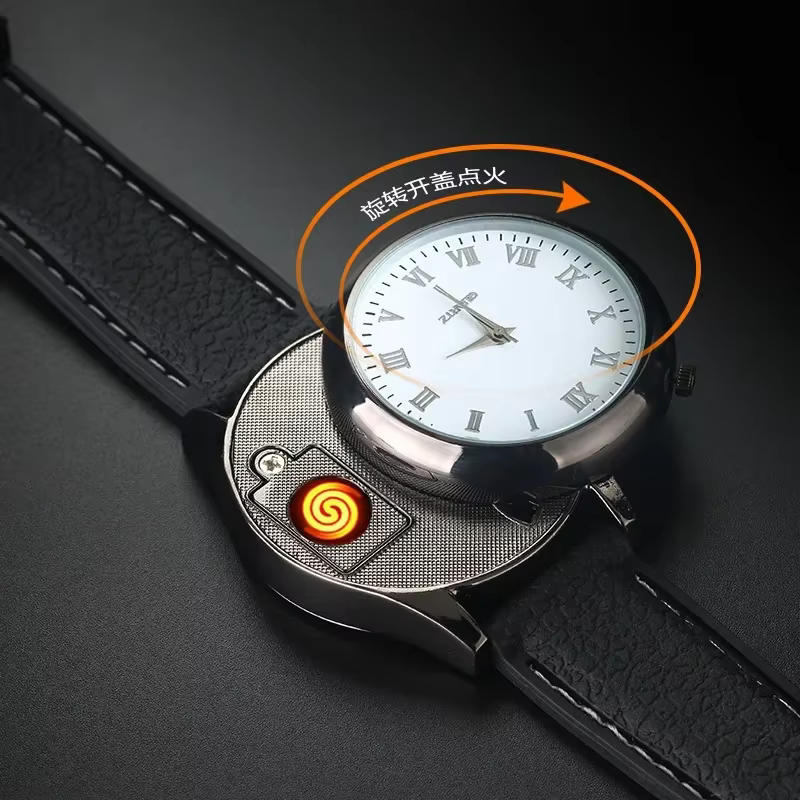 Nouvelle montre pour hommes créative haut de gamme briquet Portable coupe-vent sans flamme Rechargeable USB allume-cigare outil cadeau exquis