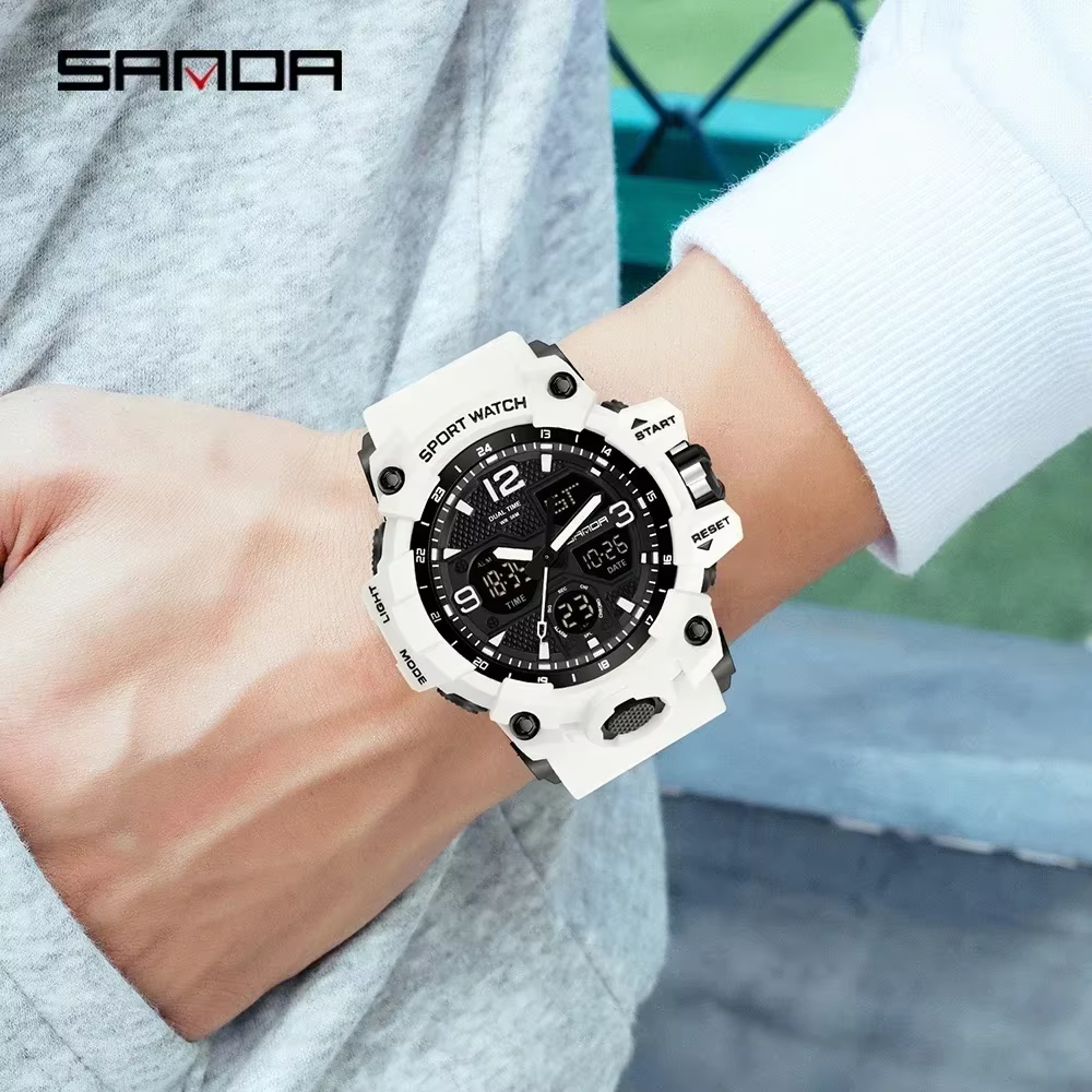 SANDA 6030 montre à Quartz militaire homme montre-bracelet étanche pour hommes horloge choc relogios masculino Top
