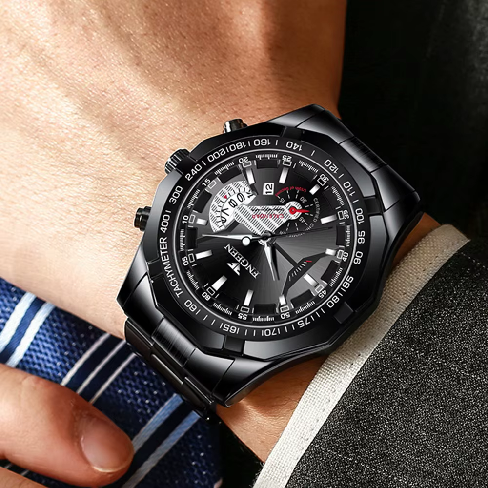 FNGEEN hommes montres à Quartz Concept de mode cadran décoratif décontracté militaire sport montre-bracelet étanche