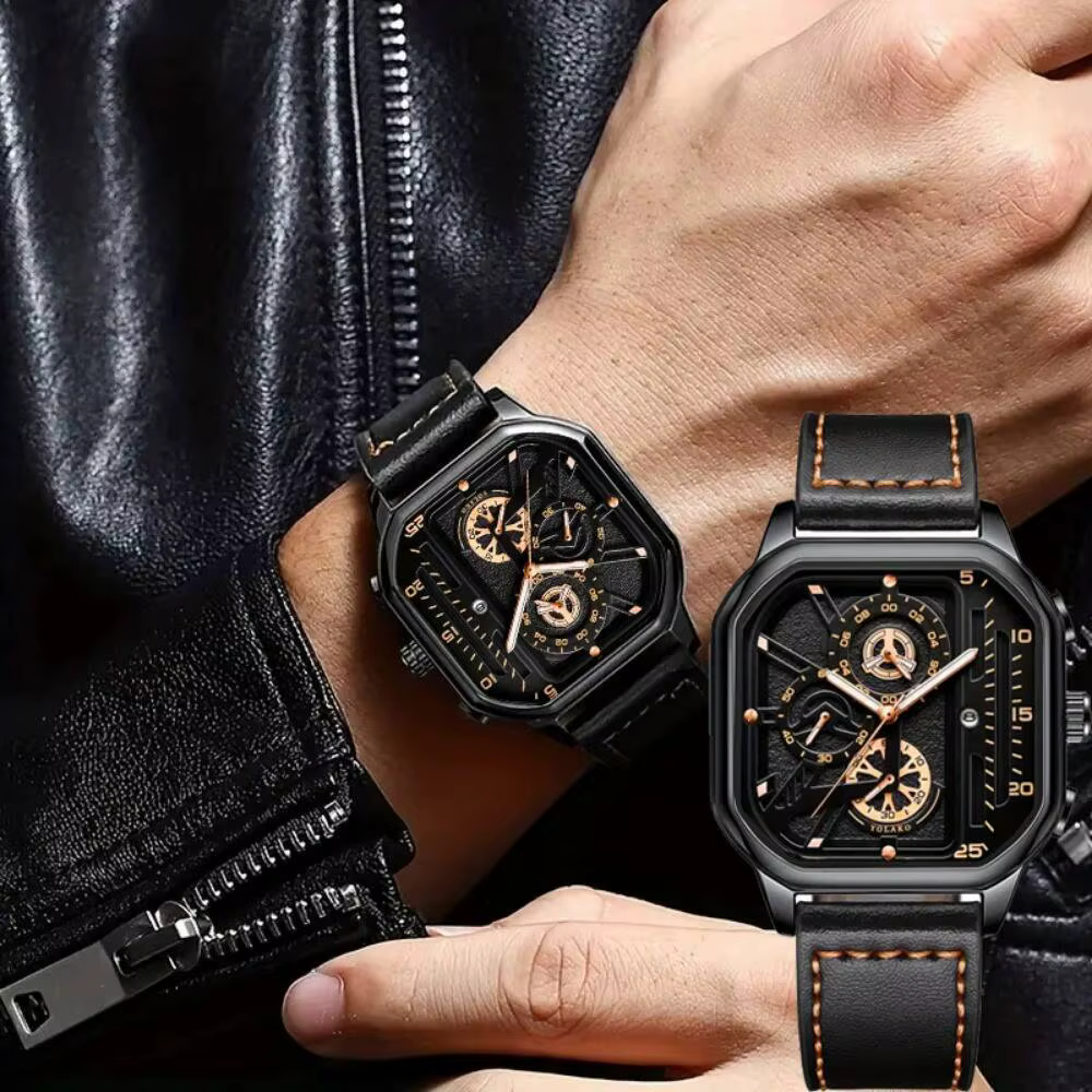 Montre de luxe pour homme avec grand cadran carré