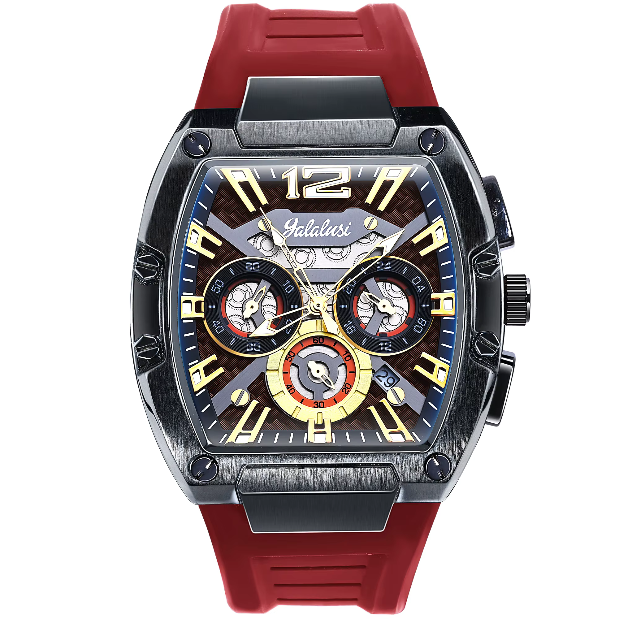 Yalalusi Montre de sport décontractée pour hommes avec grand cadran et mouvement à quartz résistant à l'eau Reloj Hombre