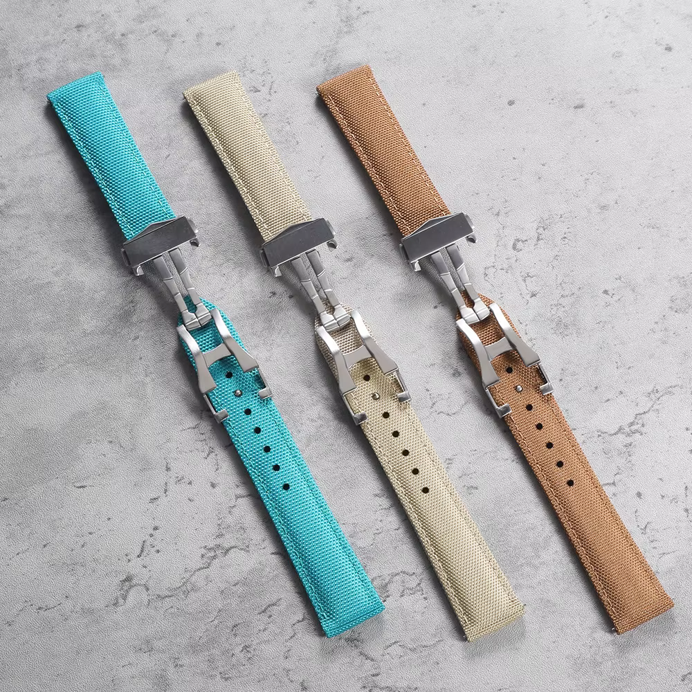 Bracelet de montre en tissu voile déployant 20mm 22mm
