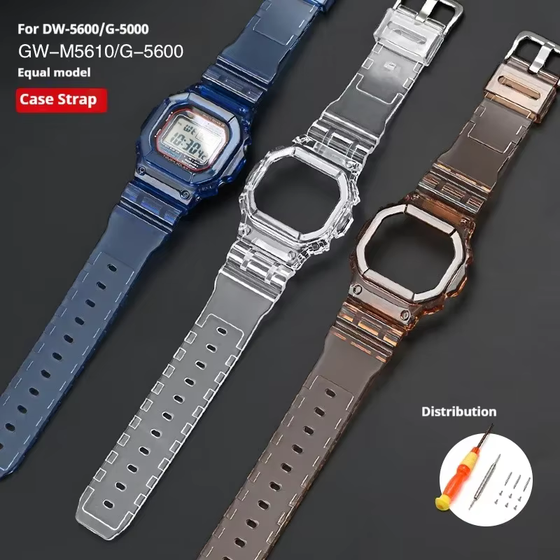 Lunette de bracelet en caoutchouc Transparent pour Casio G-SHOCK G-5600 DW5600 GW-M5610 TPU Sport étanche remplacer