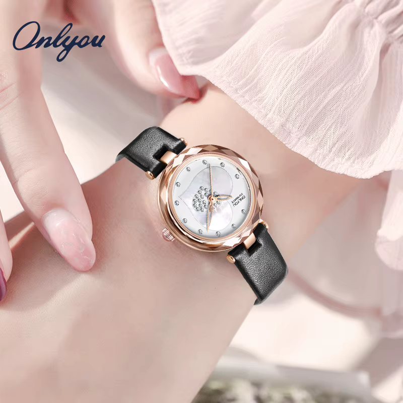 ONLYOU Nouvelle montre de luxe pour femme avec un bracelet en cuir véritable