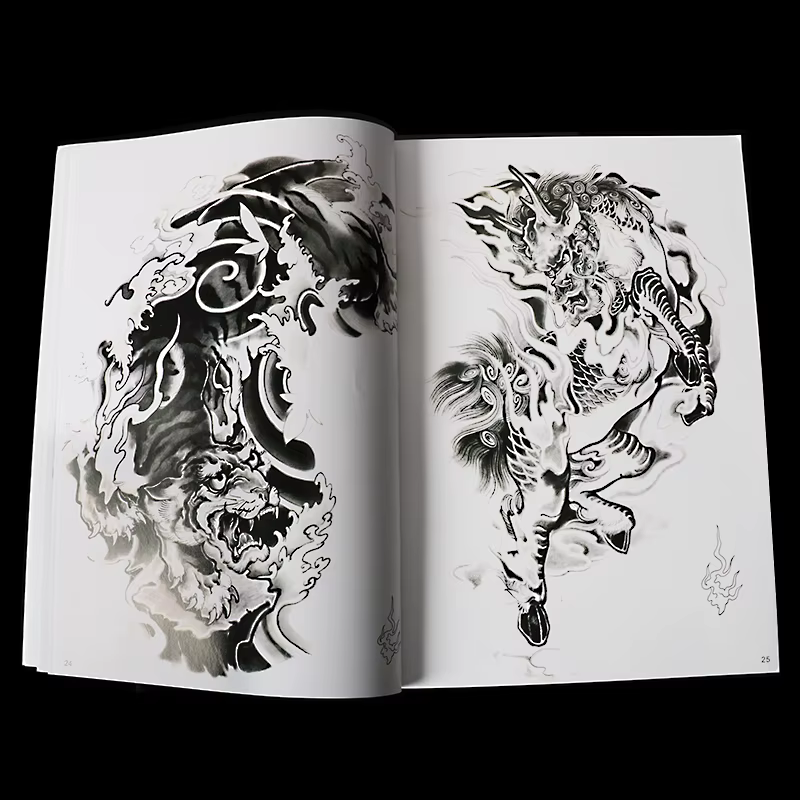 Livre de tatouage avec motifs de conception de ligne claire, accessoires de maquillage permanent et modèles de tatouage non temporaires populaires