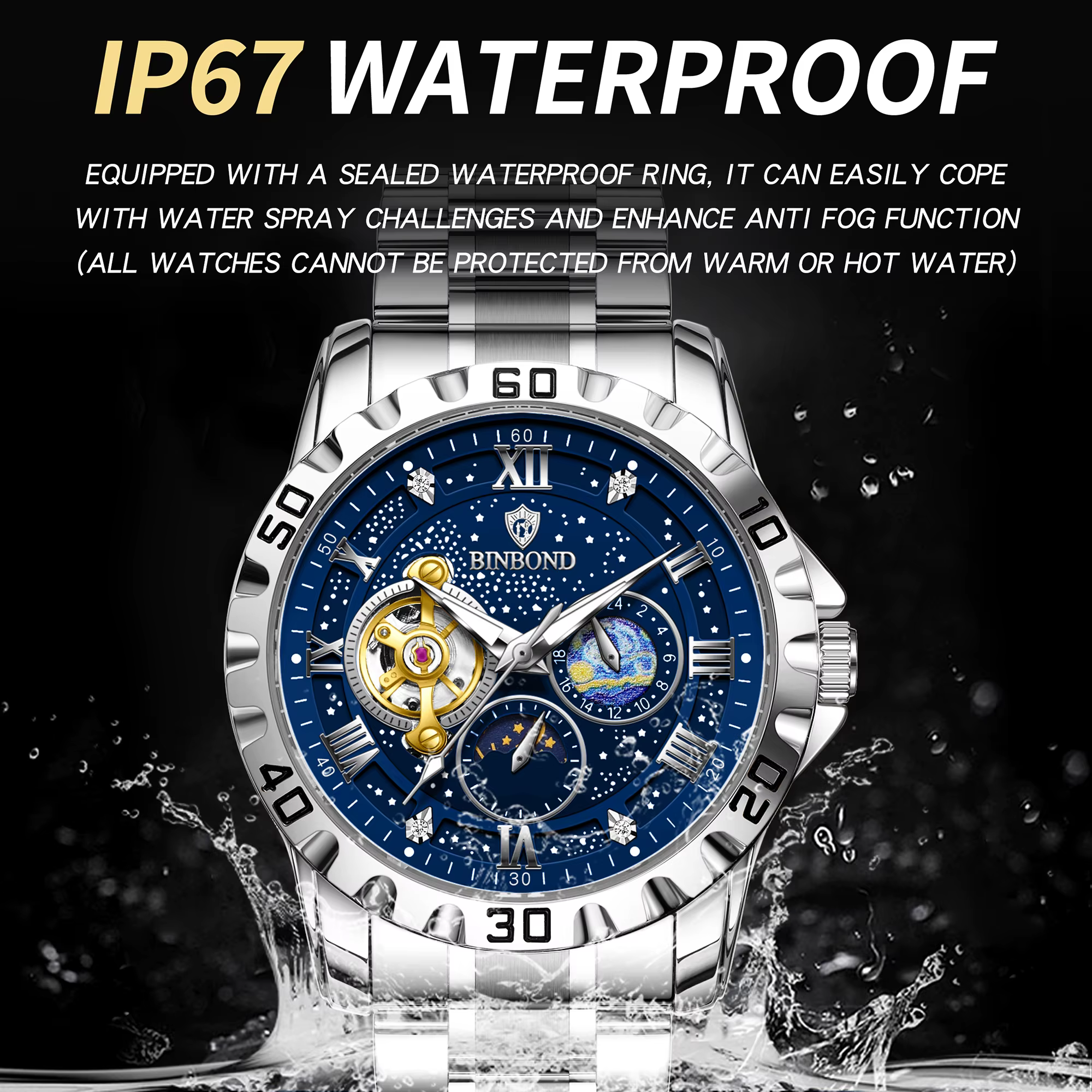 Montres mécaniques BINBOND pour hommes