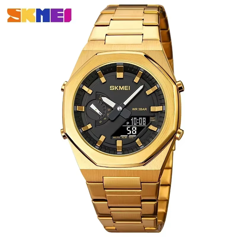 SKMEI 1816 montre à Quartz de luxe hommes numérique LED double affichage de l'heure étanche montres de sport