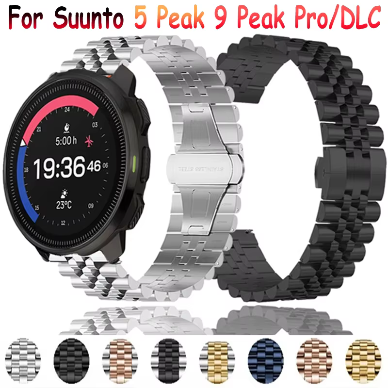 Bracelet en acier inoxydable de 22mm pour Suunto 5 Peak/9 Peak Pro DLC