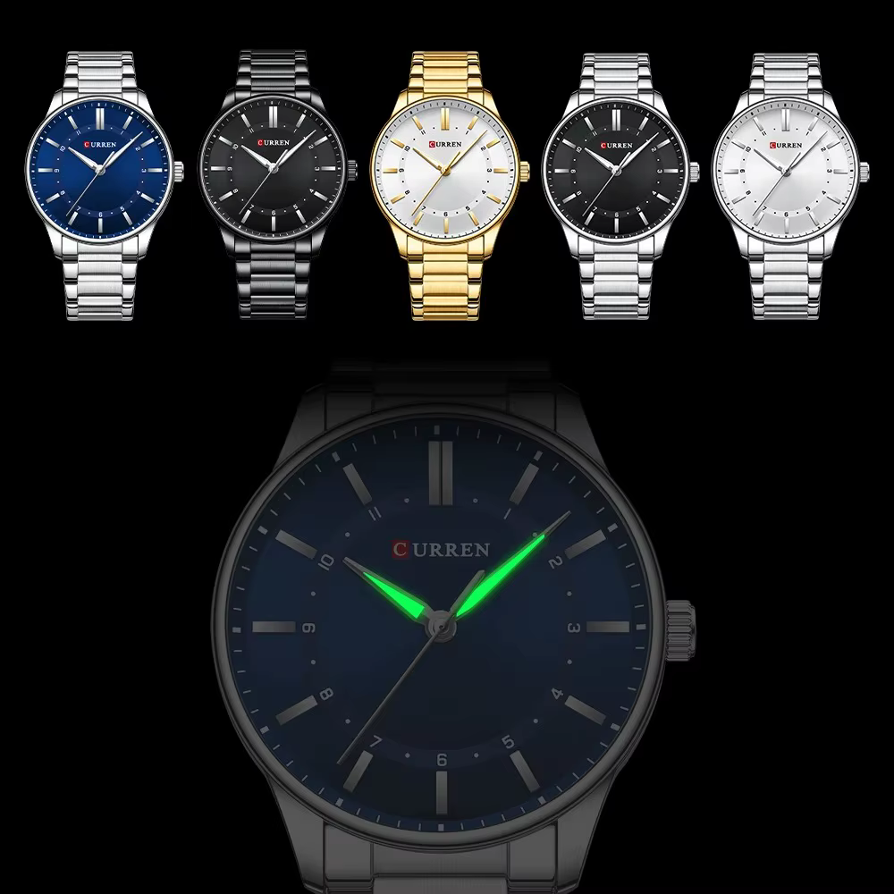 Curren 8430 homme 2025 montre étanche lumineux hommes montre-bracelet à Quartz en acier inoxydable mode sport