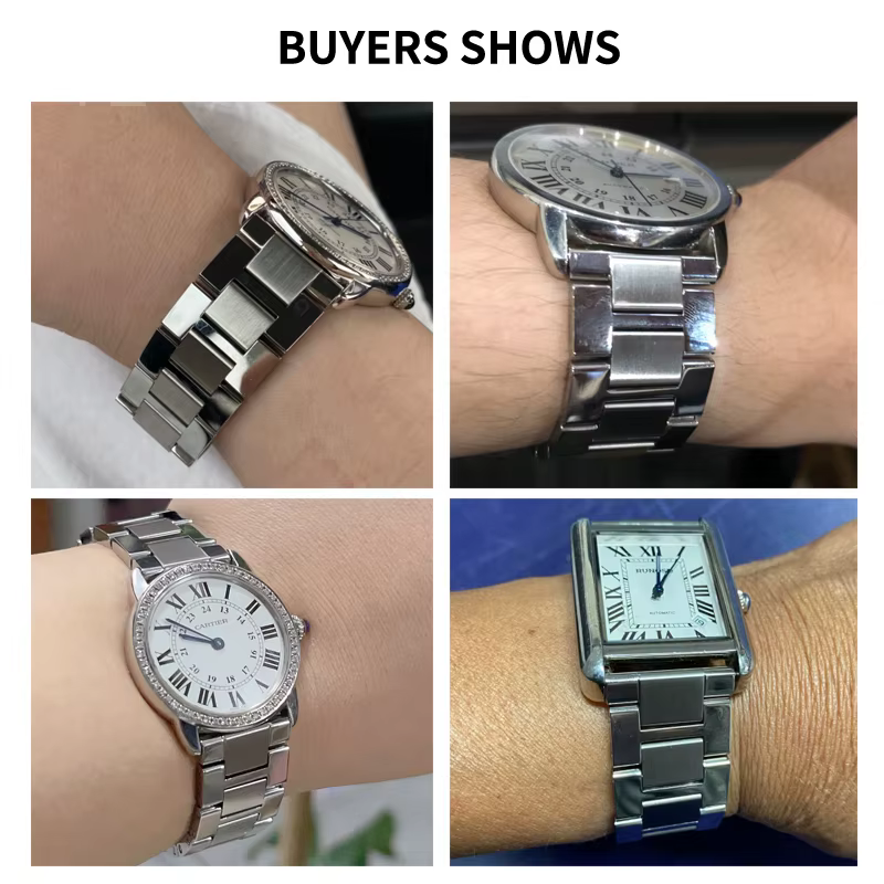 Pour Cartier Tank Band hommes et femmes Bracelet de montre en acier Ronde Solo Original résistant à la sueur