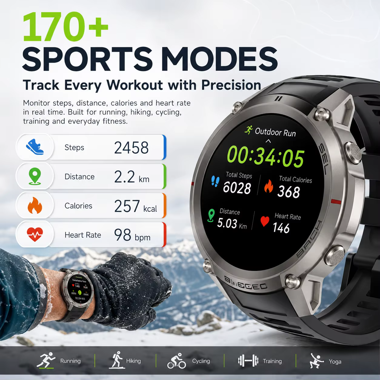 Nouvelle Montre Connectée GPS Robuste 2026 avec Écran Tactile AMOLED HD 1