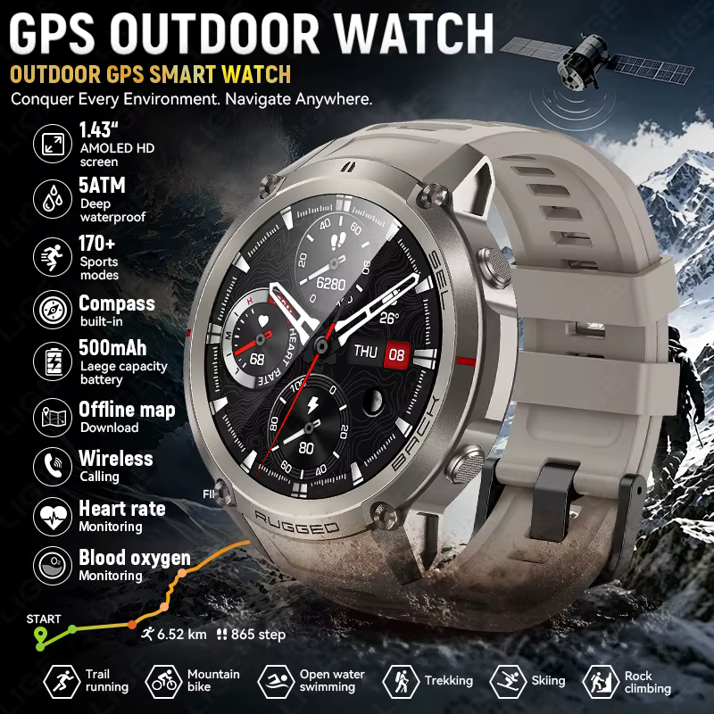 Montre connectée LIGE avec navigation GPS