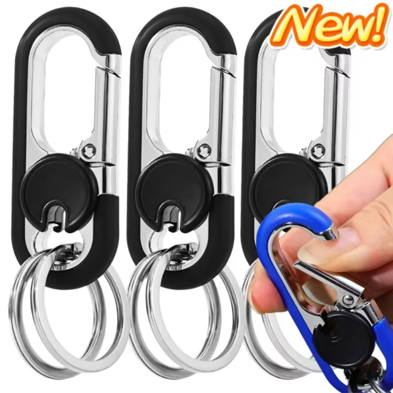 Porte-clés à double anneau pour hommes, porte-clés d'affaires, cadeau de mode, structure de clé en métal, style de voiture, accessoires de voiture automatique