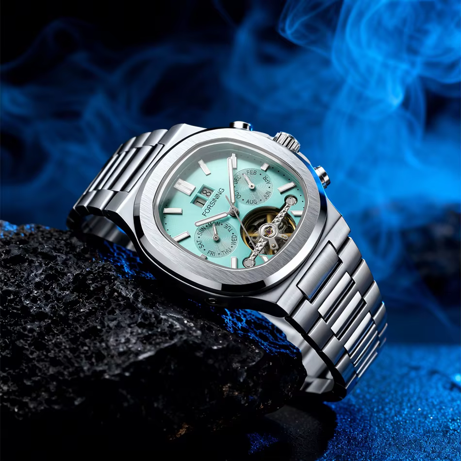 Forsining 481 homme nouvelles marques Tourbillon montre semaine Date mouvement automatique montres mécaniques en acier inoxydable horloge étanche