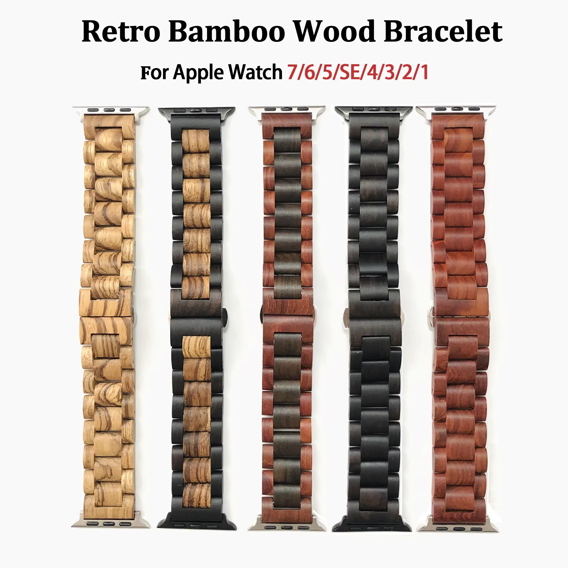 Bracelet en bois pour Apple Watch 11 10 9 8 7 6 5 SE