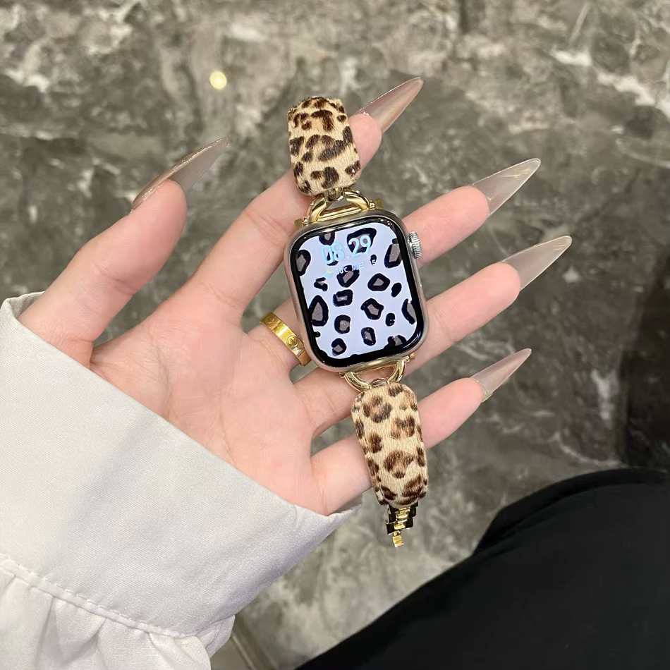 Bracelet de luxe imprimé léopard pour Apple iWatch série 10 9 8 7 6 5 4 3 SE Ultra 2 femmes Bracelets de mode