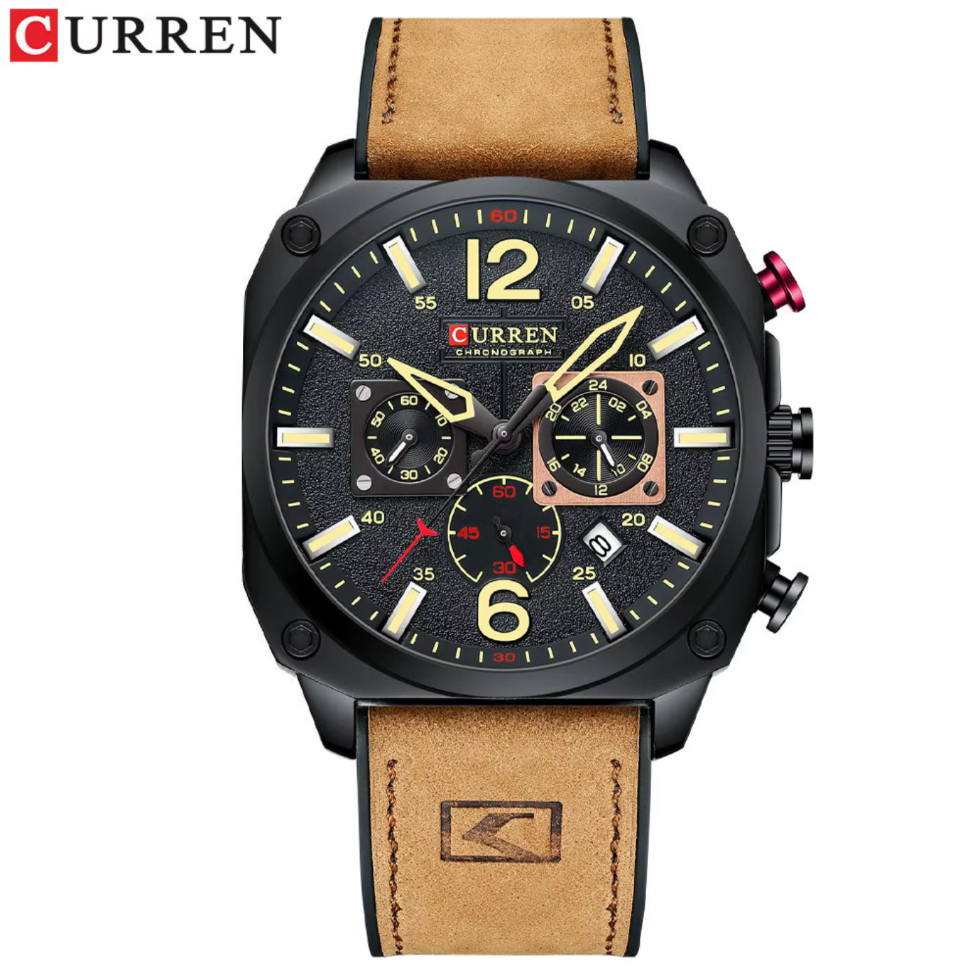 CURREN Montre chronographe carrée vintage pour homme