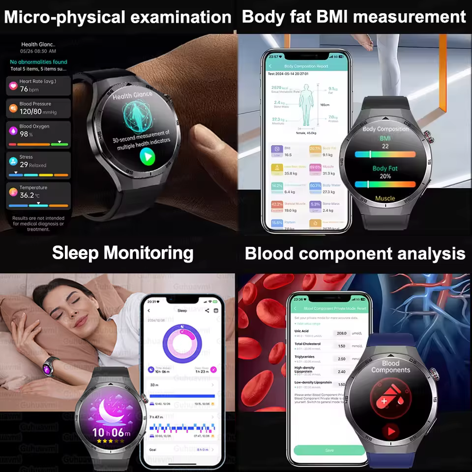 Nouvelle Montre Connectée de Suivi de Santé 2026 pour Homme avec ECG+PPG