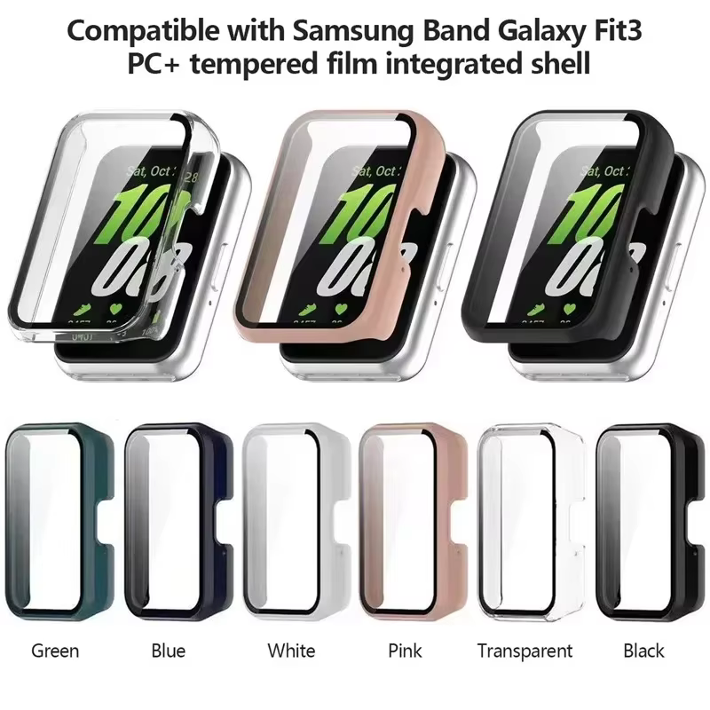 Smartwatch housse de protection pour Samsung Galaxy Fit 3 SM-R390 PC boîtier de montre avec verre trempé anti-chute