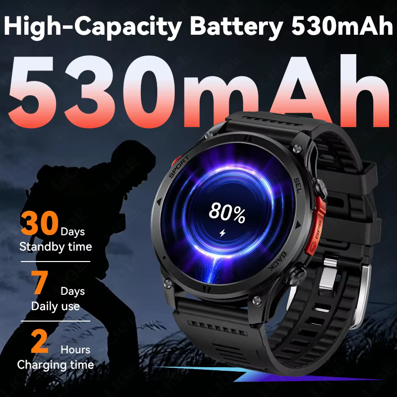 Montre connectée GPS pour l'extérieur, navigation par trajectoire, écran HD 1,46 pouces, plus de 100 modes sportifs, étanche IP68, 530 mAh, boussole pour Android iOS