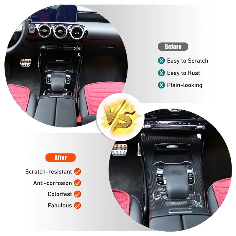 Pour Mercedes Benz classe A W177 V177 A180 A200 19-21 accessoires intérieurs style de voiture pièce de Console centrale garniture de Refit en Fiber de carbone