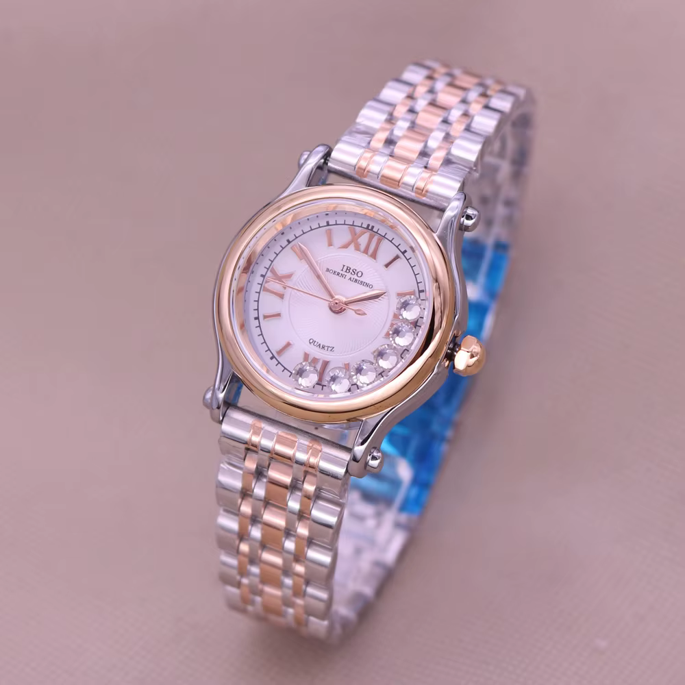 Montre en cuir véritable avec couronne royale pour femme