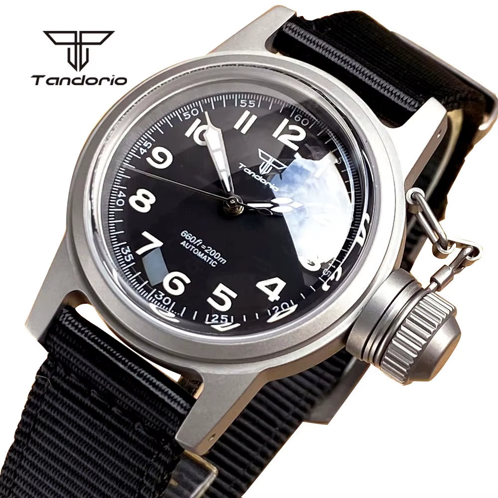 Tandorio 36mm montre mécanique Frogman mis5 8215/PT5000 Movt dôme verre saphir lumineux militaire étanche hommes montre-bracelet