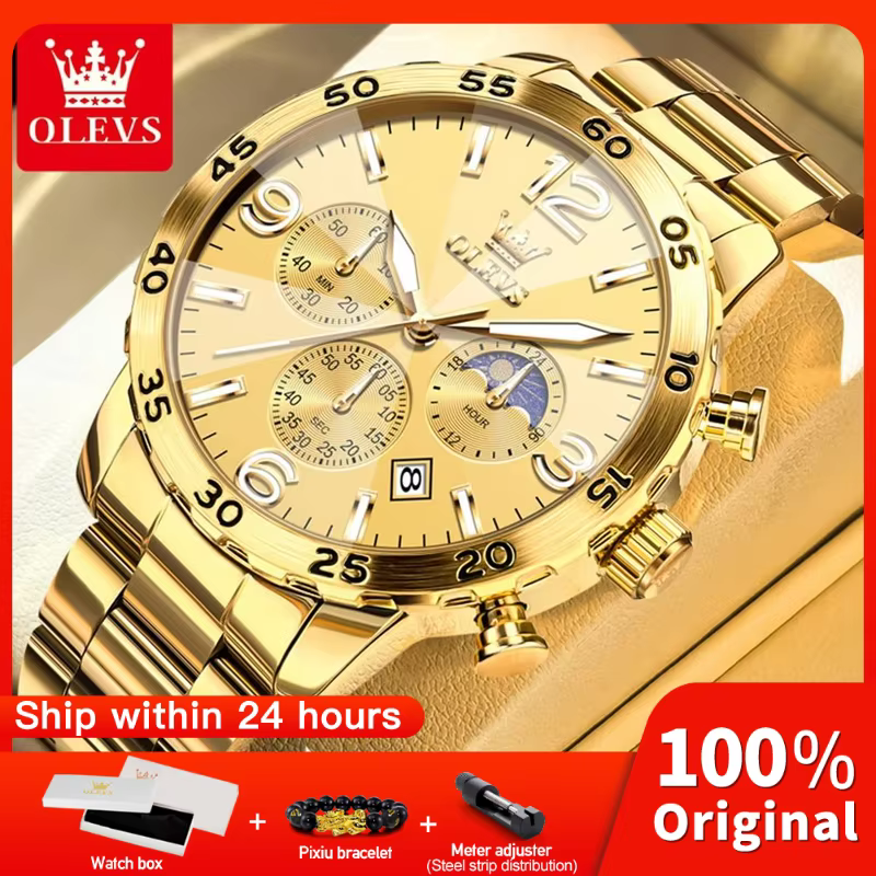 OLEVS 3678 montre pour hommes Original en acier inoxydable