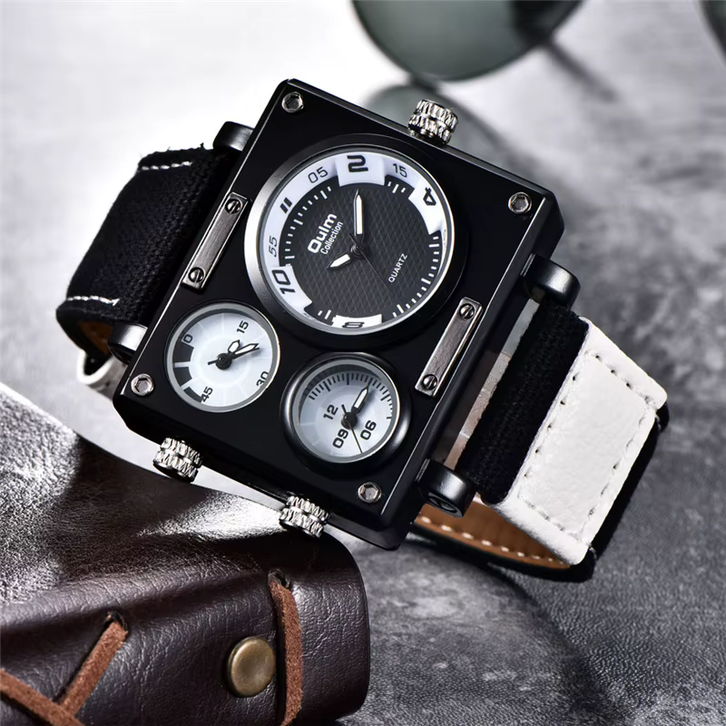 Oulm-Montre de sport à quartz verte pour homme