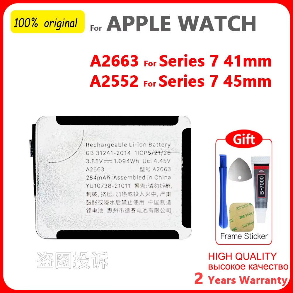 Batterie de remplacement d'origine pour Apple Watch Series SE 1 2 3 4 5 6 7 8 iWatch SE S1 S2 S3 S4 S5 S6 S7 S8 GPS LTE 40/45MM Bateria