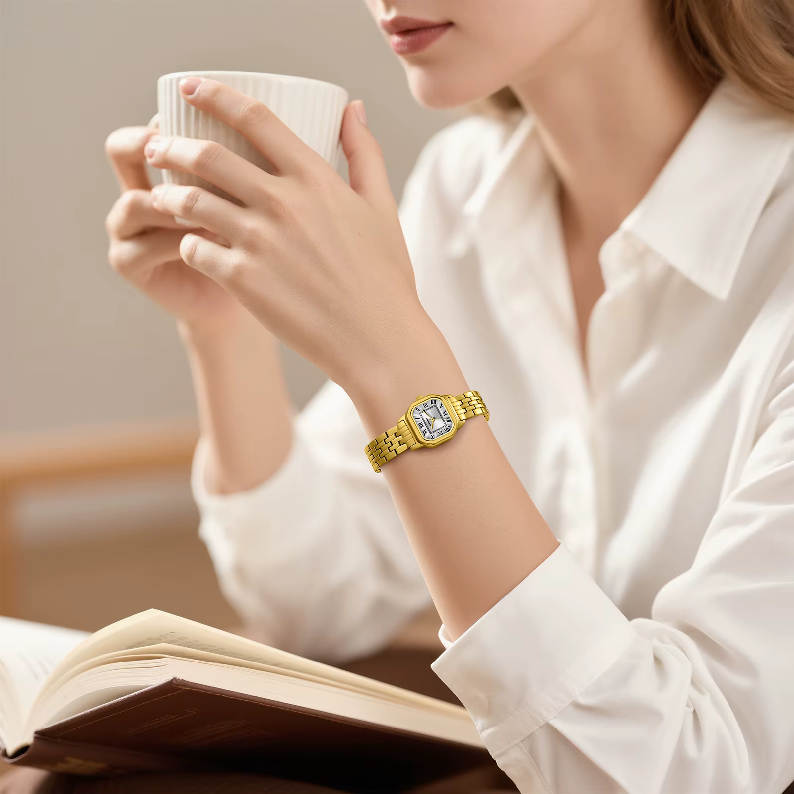BERNY montre pour femmes carré petit cadran de luxe doré mode décontracté romain classique robe