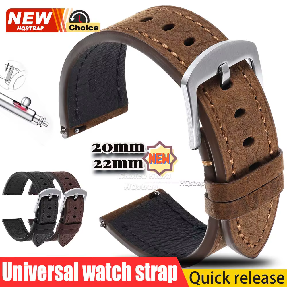 Bracelet de montre en cuir fait main rétro 20mm 22mm à motif litchi à dégagement rapide pour Omega