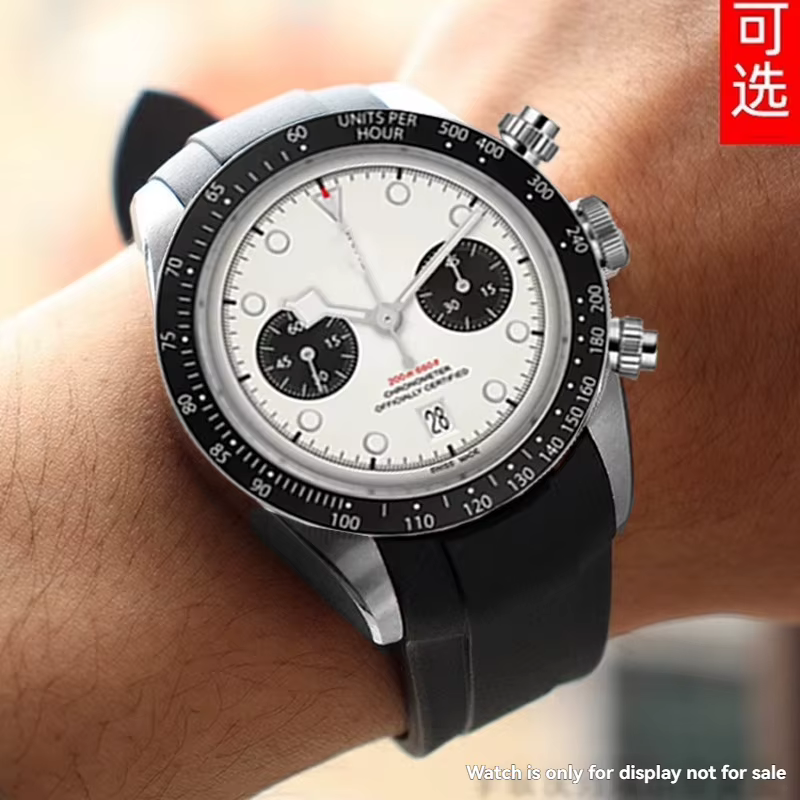 Pour bracelet de montre en caoutchouc Tudor Black Bay 22 mm - Panda