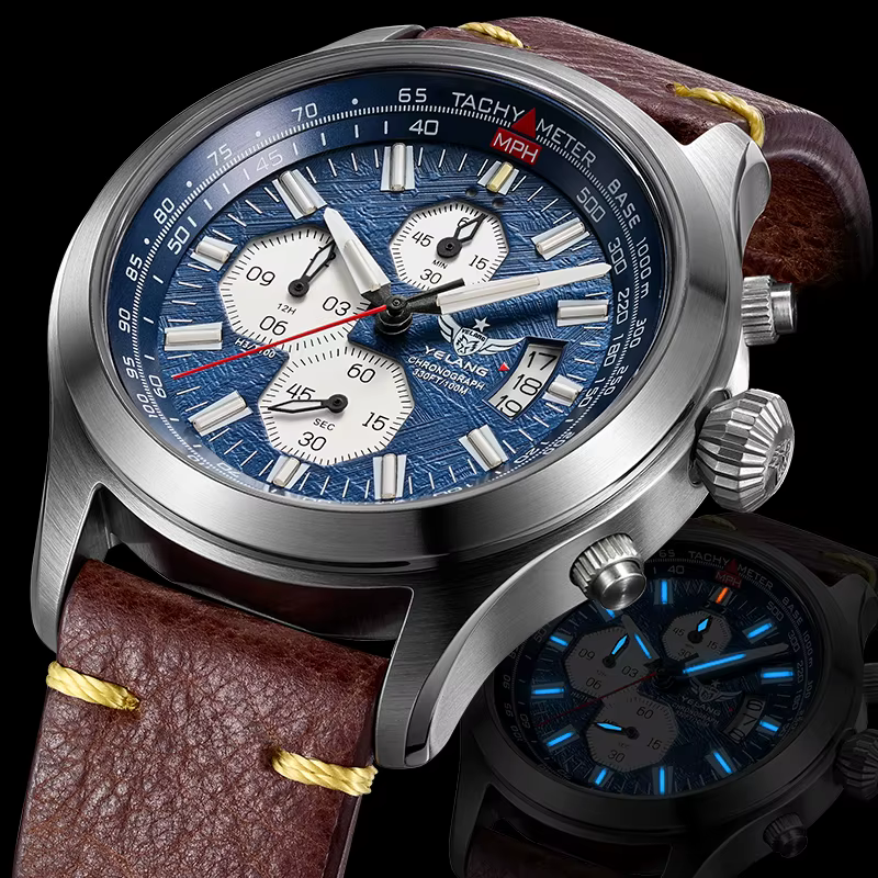 YELANG V1029S Montre à quartz pour homme 42 mm Mouvement japonais OS10 T100 Lumineuse 100M Étanche Style sport militaire Saphir