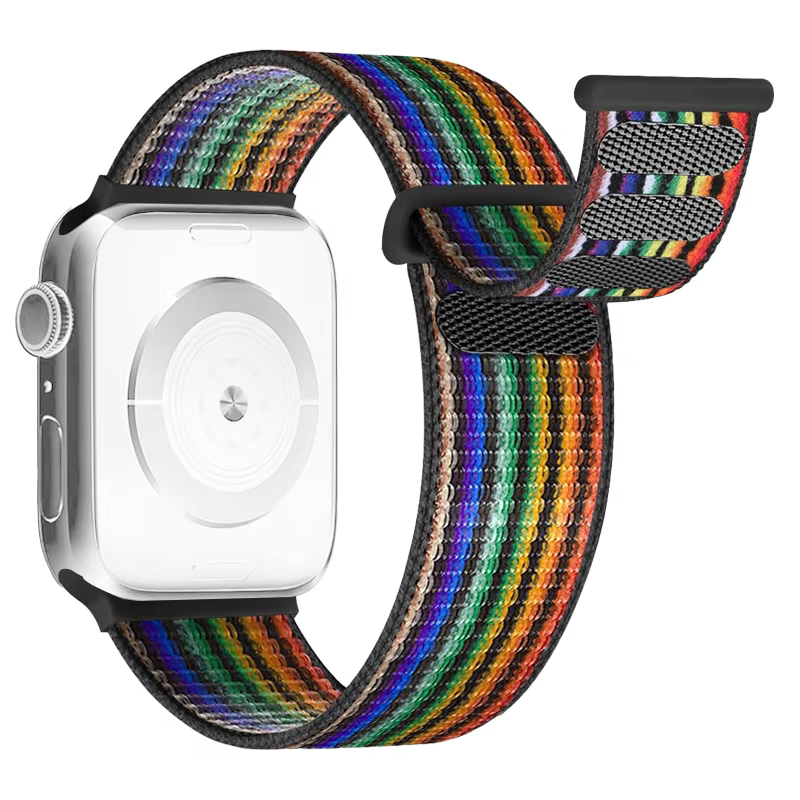 2 paquets de bracelets de montre en Nylon Sport arc-en-ciel compatibles avec Apple Watch 38mm 40mm 41mm 42mm 44mm 45mm 46mm 49mm pour le jour de la fierté
