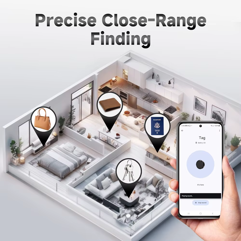 Étiquette GPS Anti-perte pour Apple ou Android Airtag, fonctionne avec Find My App ou Google Find Hub, traceur Bluetooth pour détecteur de bagages, 4 pièces
