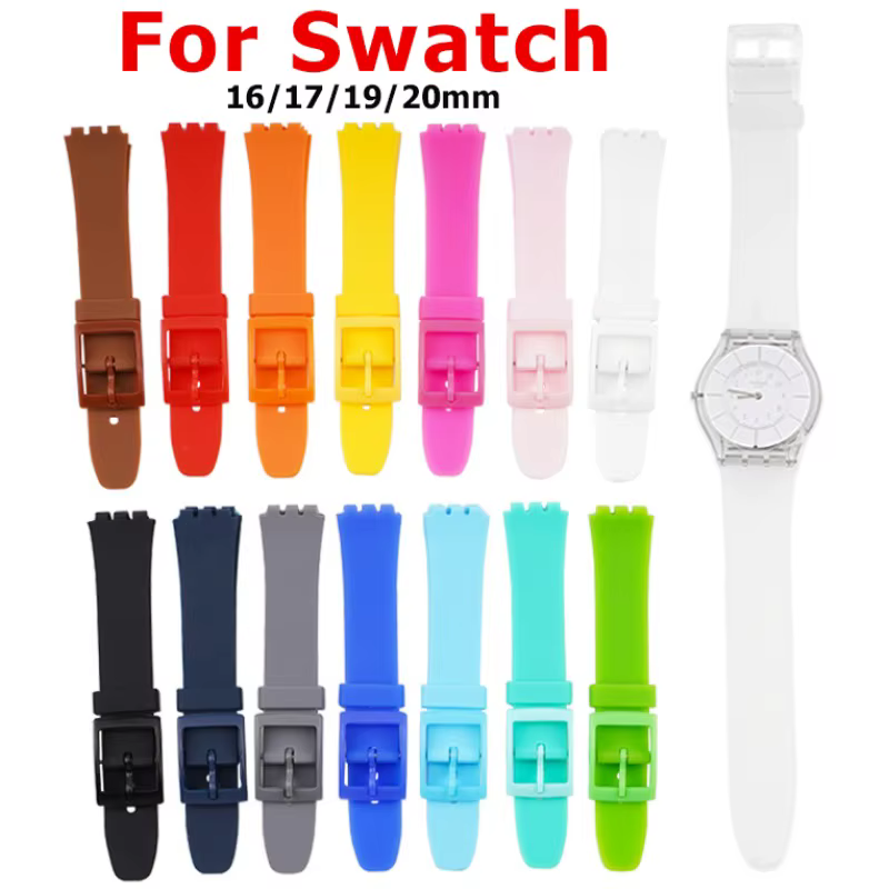 Bracelet de montre en Silicone 16mm 17mm 19mm 20mm pour Swatch