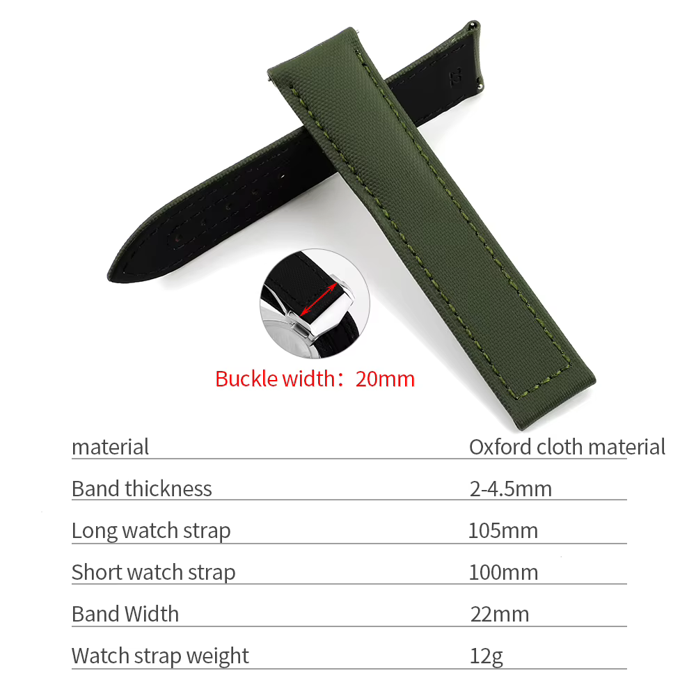 Bracelet de montre en tissu voile 20mm 22mm Beige gris vert noir