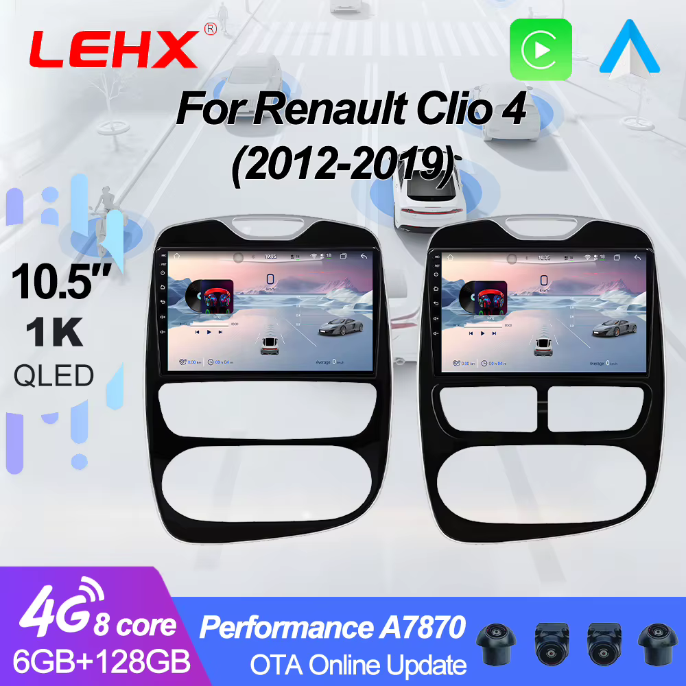 Pour Renault Clio 4 2012-2016 Autoradio multimédia Carplay Android 16 Auto WIFI GPS Navigation DSP Stéréo Autoraido 360 ° caméra
