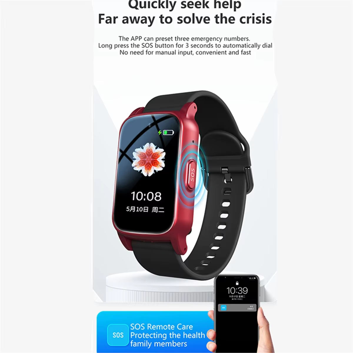 Montre intelligente pour personnes âgées 4G avec GPS