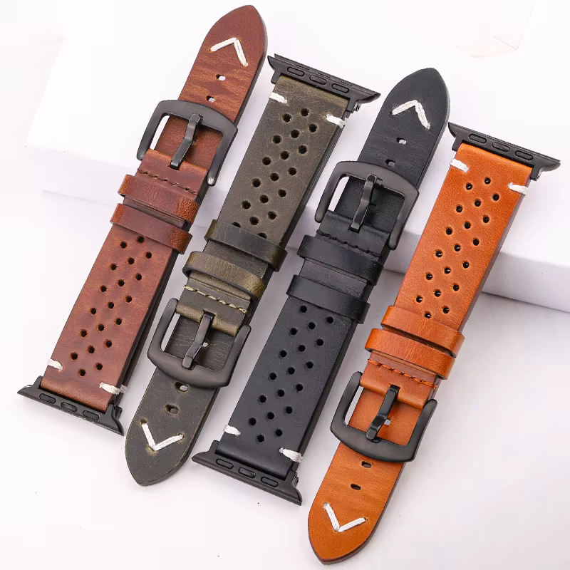 Bracelet en cuir véritable pour Apple Watch