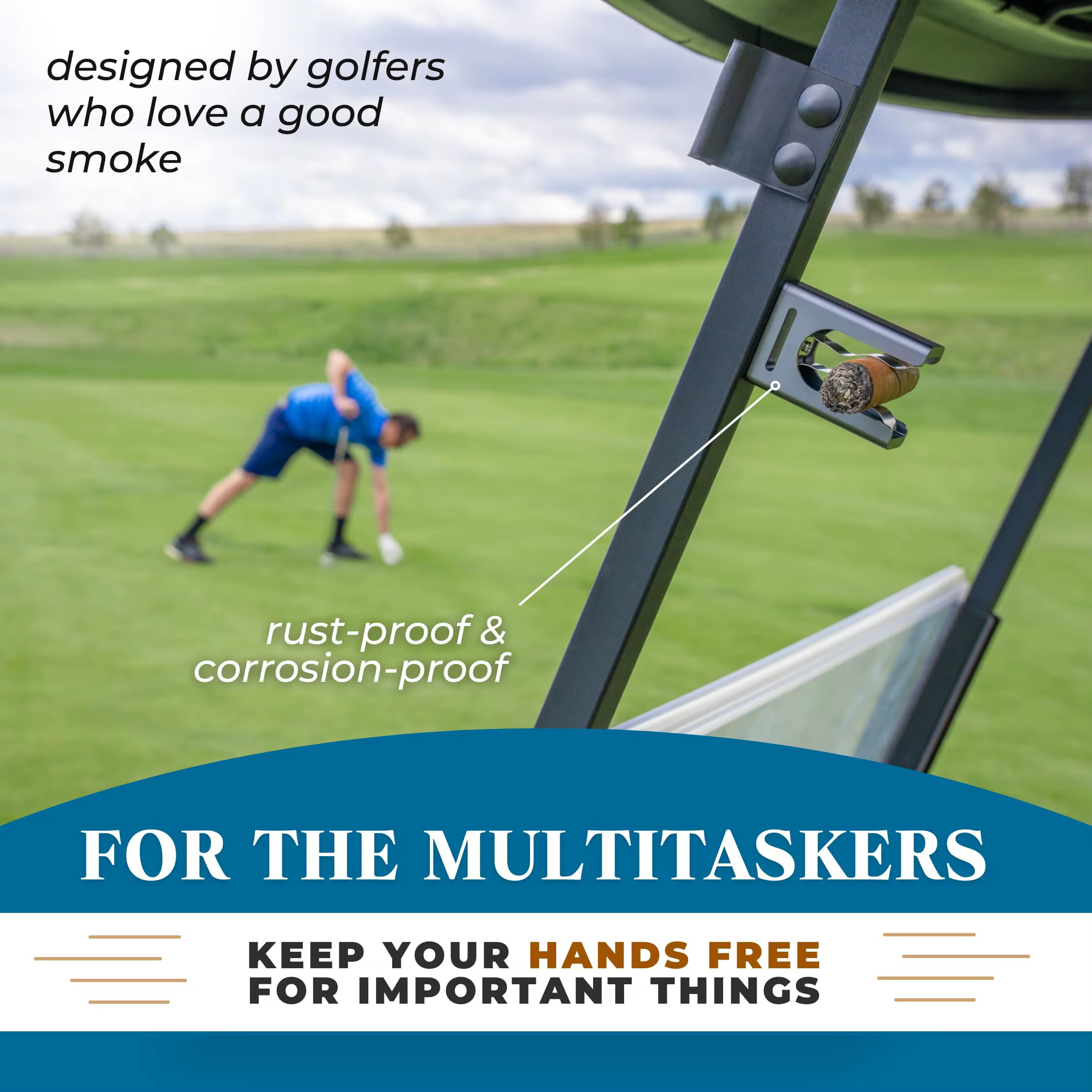 Porte-cigares magnétique, accessoire de golf ultime pour les amateurs de cigares, clips à cigares en aluminium, compatible avec les chariots de golf, les chaises de plage, les cannes à pêche