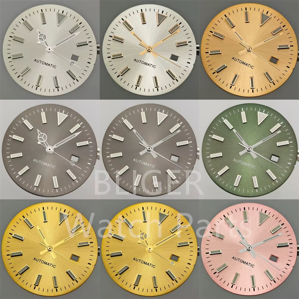BLIGER 24.5mm Sunburst femmes montre cadran ensemble d'aiguilles blanc gris vert Rose or
