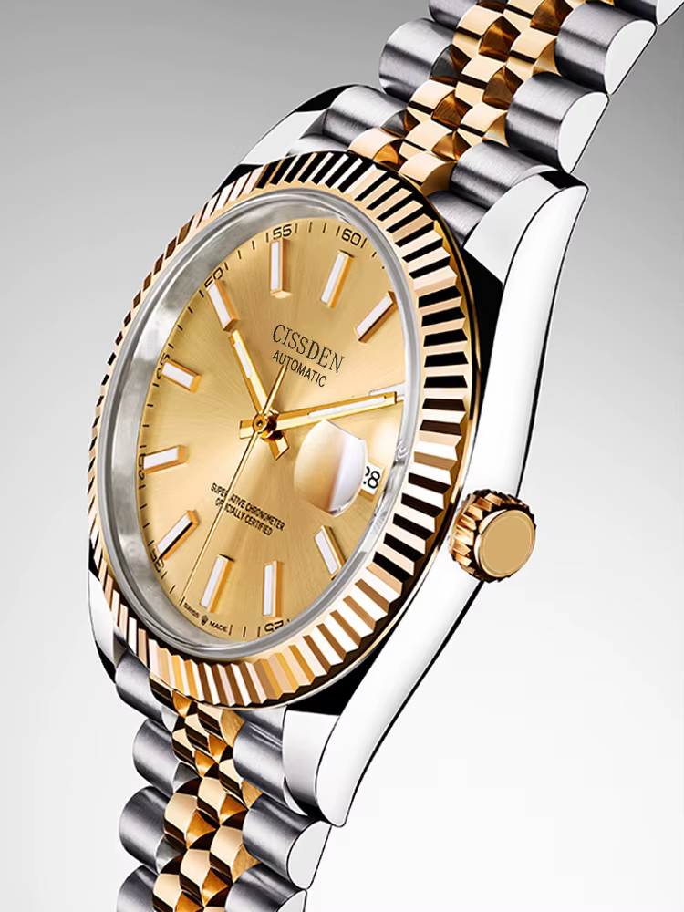 Montre-bracelet mécanique automatique en acier inoxydable pour homme