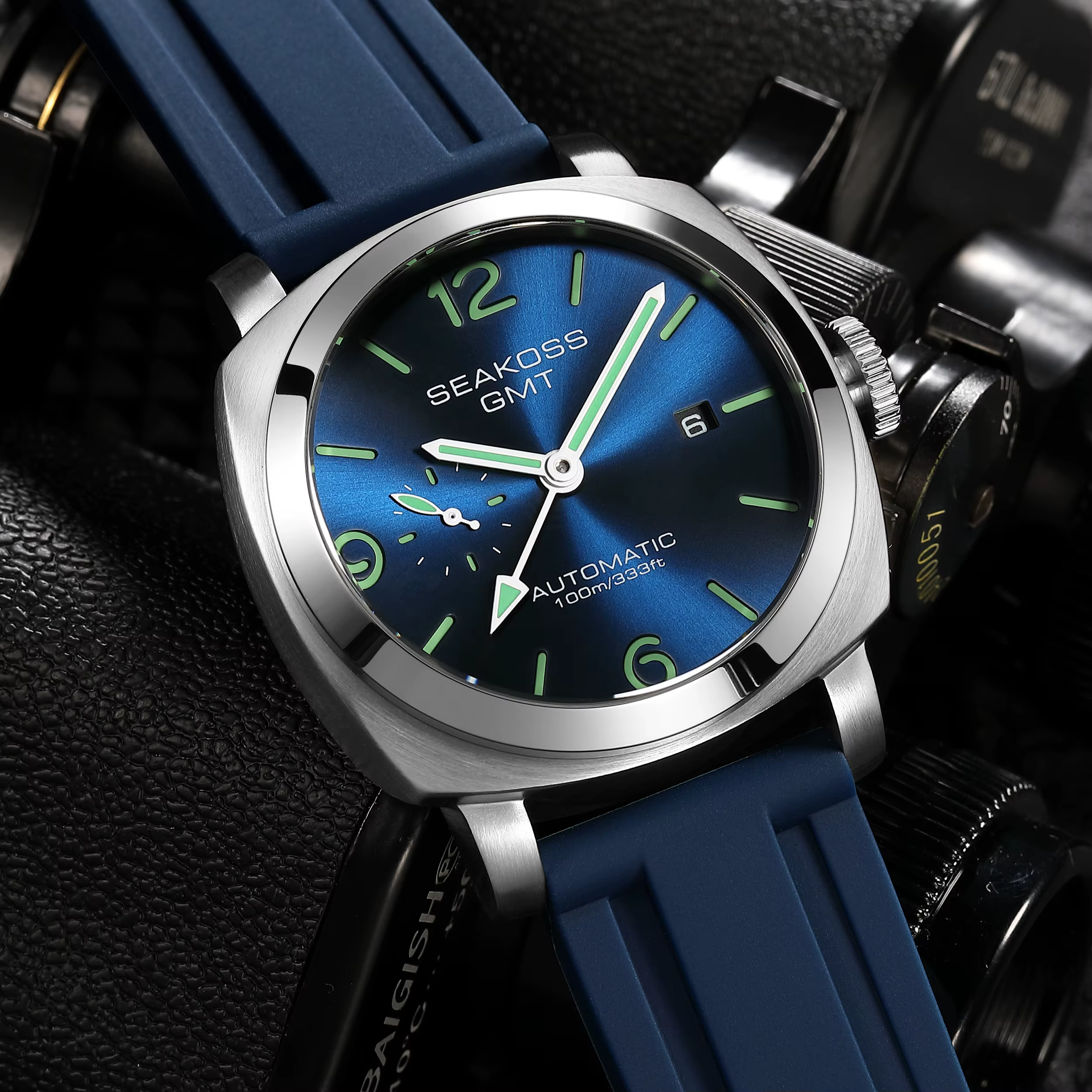 SEAKOSS GMT plongée automatique montres mécaniques hommes 1963 ST2557 mouvement mouette 316L calendrier Super lumineux 10Bar montres-bracelets