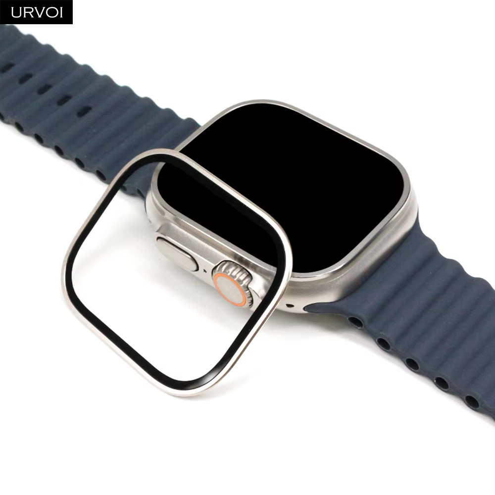 URVOI protecteur d'écran en verre trempé pour Apple Watch Ultra 3 49mm dur incurvé clair 3D pour iWatch cadre métallique lentille accessoires